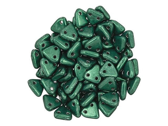 CzechMates Glass 6mm ColorTrends Saturated Metallic Martini Olive 2-Hole Triangle Bead 2.5-Inch Tube