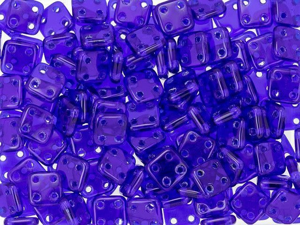 CzechMates Glass 6mm 4-Hole Cobalt QuadraTile Bead 2.5-Inch Tube
