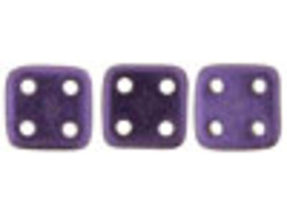 CzechMates Glass, QuadraTile 4-Hole Square Beads 6mm, Metallic Purple Suede