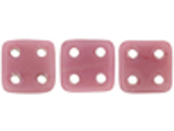 CzechMates Glass 6mm 4-Hole Coral Pink QuadraTile Bead 2.5-Inch Tube