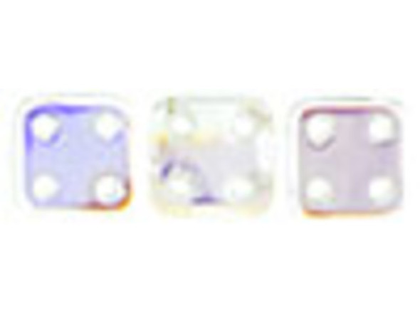 CzechMates Glass 6mm 4-Hole Crystal AB QuadraTile Bead 2.5-Inch Tube