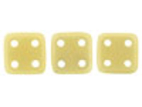 CzechMates Glass 6mm 4-Hole Sueded Gold Opaque Lt Beige QuadraTile Bead 2.5-Inch Tube