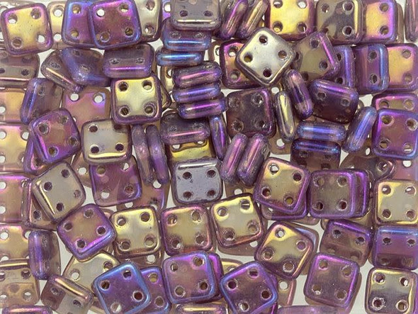 CzechMates Glass 6mm 4-Hole Luster Iris Milky Amethyst QuadraTile Bead 2.5-Inch Tube