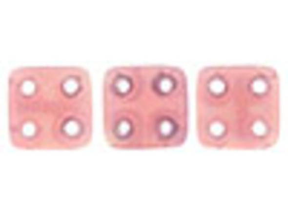 CzechMates Glass 6mm 4-Hole Milky Pink QuadraTile Bead 2.5-Inch Tube