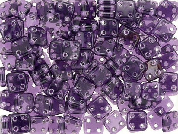 CzechMates Glass 6mm 4-Hole Tanzanite QuadraTile Bead 2.5-Inch Tube