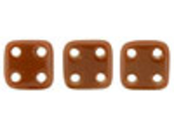 CzechMates Glass 6mm 4-Hole Umber QuadraTile Bead 2.5-Inch Tube