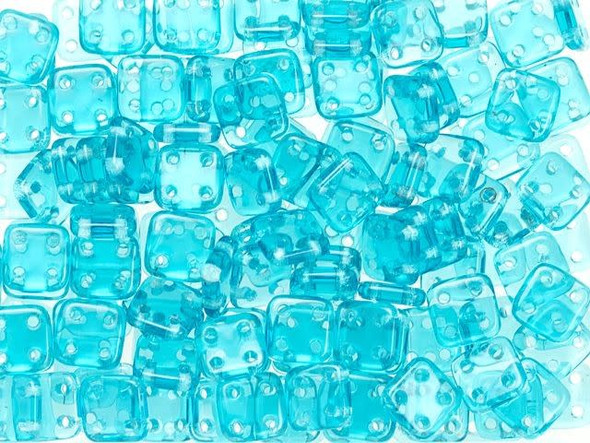 CzechMates Glass 6mm 4-Hole Teal QuadraTile Bead 2.5-Inch Tube