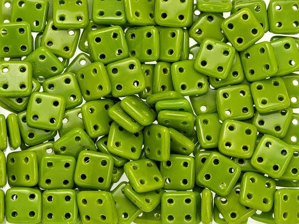 CzechMates Glass 6mm 4-Hole Opaque Olive QuadraTile Bead 2.5-Inch Tube