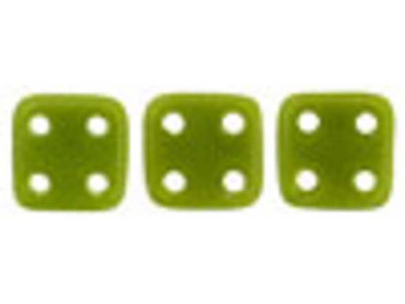 CzechMates Glass 6mm 4-Hole Opaque Olive QuadraTile Bead 2.5-Inch Tube