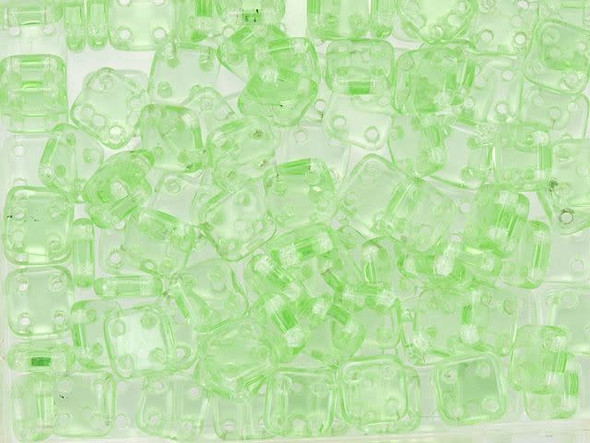 CzechMates Glass 6mm 4-Hole Peridot QuadraTile Bead 2.5-Inch Tube