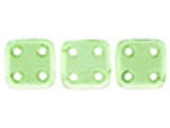 CzechMates Glass 6mm 4-Hole Peridot QuadraTile Bead 2.5-Inch Tube