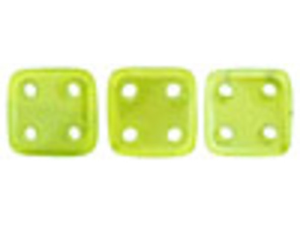 CzechMates Glass 6mm 4-Hole Luster Iris Milky Dark Peridot QuadraTile Bead 2.5-Inch Tube