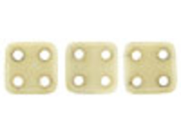 CzechMates Glass, QuadraTile 4-Hole Square Beads 6mm, Opaque Champagne Luster