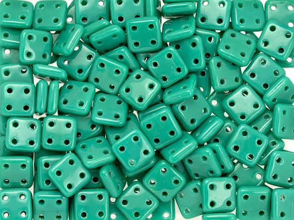 CzechMates Glass 6mm 4-Hole Persian Turquoise QuadraTile Bead 2.5-Inch Tube