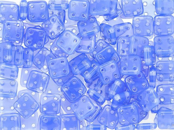 CzechMates Glass 6mm 4-Hole Milky Sapphire QuadraTile Bead 2.5-Inch Tube
