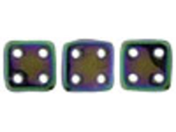 CzechMates Glass, QuadraTile 4-Hole Square Beads 6mm, Purple Iris