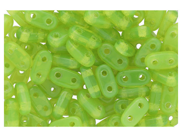 CzechMates Glass 3 x 6mm 2-Hole Milky Dark Peridot Bar Bead 2.5-Inch Tube