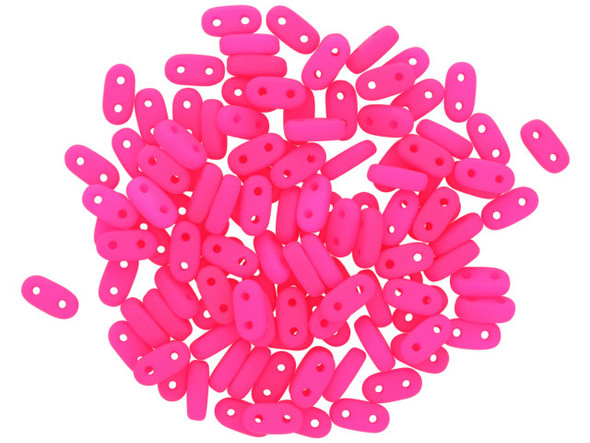CzechMates Glass 3 x 6mm 2-Hole Neon Pink Bar Bead 2.5-Inch Tube
