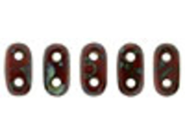 CzechMates Glass 3 x 6mm 2-Hole Opaque Red Picasso Bar Bead 2.5-Inch Tube