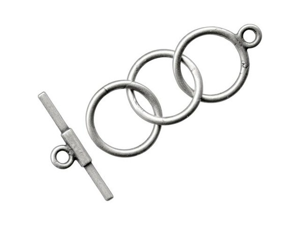 JBB Findings Antiqued Silver Plated Toggle Clasp, 3 Ring, 12mm (Each)