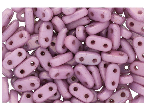 CzechMates Glass, 2-Hole Bar Beads 6x2mm, Opaque Lilac Luster