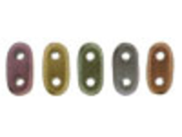 CzechMates Glass, 2-Hole Bar Beads 6x2mm, Matte Metallic Bronze Iris