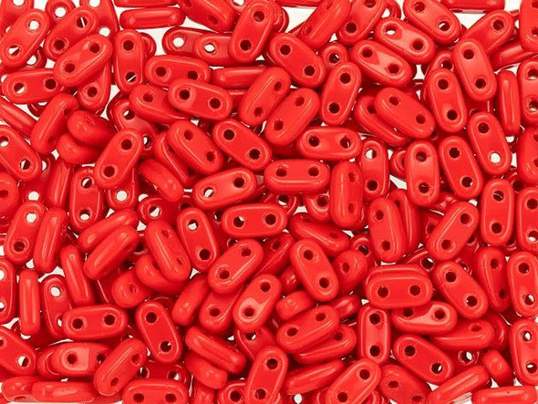 CzechMates Glass 3 x 6mm 2-Hole Opaque Red Bar Bead 2.5-Inch Tube