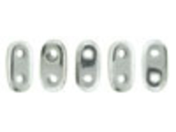CzechMates Glass, 2-Hole Bar Beads 6x2mm, Silver