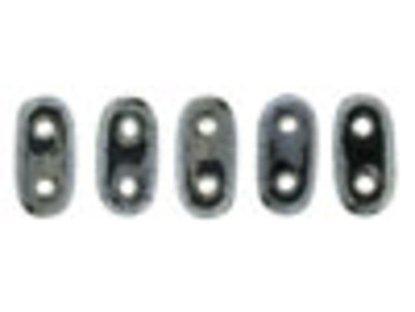 CzechMates Glass, 2-Hole Bar Beads 6x2mm, Hematite