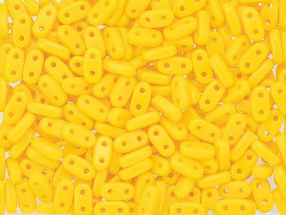 CzechMates Glass 3 x 6mm 2-Hole Opaque Sunflower Yellow Bar Bead 2.5-Inch Tube