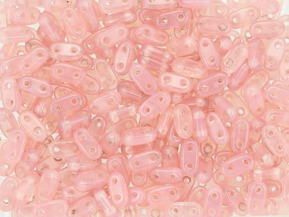 CzechMates Glass 3 x 6mm 2-Hole Milky Pink Bar Bead 2.5-Inch Tube