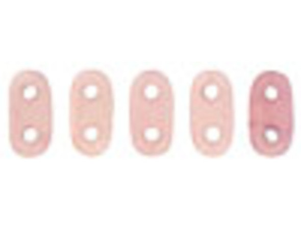 CzechMates Glass 3 x 6mm 2-Hole Milky Pink Bar Bead 2.5-Inch Tube