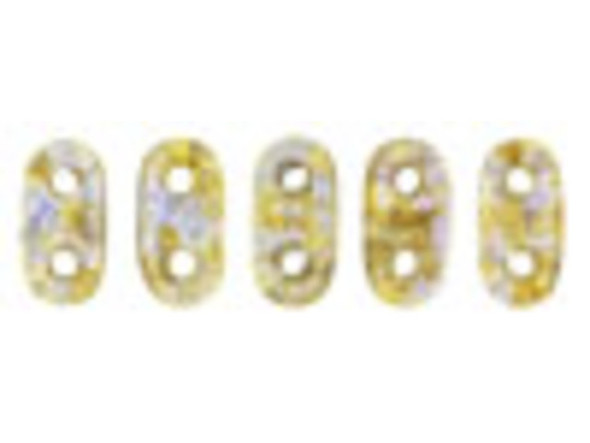 CzechMates Glass, 2-Hole Bar Beads 6x2mm, Transparent Gold / Smokey Topaz Luster