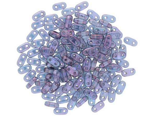 CzechMates Glass, 2-Hole Bar Beads 6x2mm, Transparent Amethyst Luster