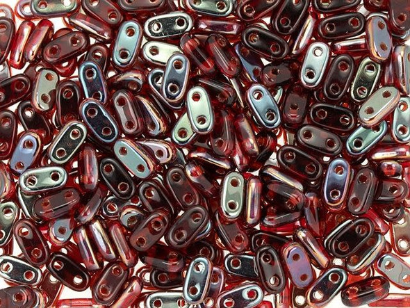 CzechMates Glass 3 x 6mm 2-Hole Twilight Siam Ruby Bar Bead 2.5-Inch Tube