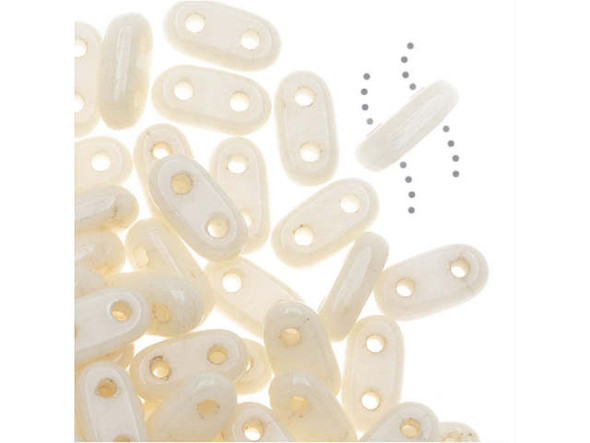 CzechMates Glass, 2-Hole Bar Beads 6x2mm, Opaque Champagne Luster