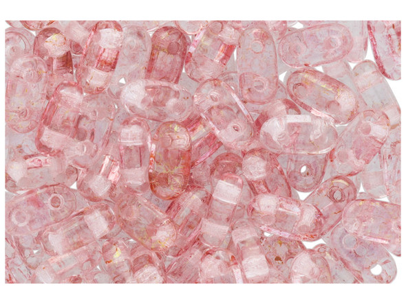 CzechMates Glass, 2-Hole Bar Beads 6x2mm, Transparent Topaz / Pink Luster