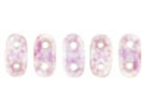 CzechMates Glass, 2-Hole Bar Beads 6x2mm, Transparent Topaz / Pink Luster