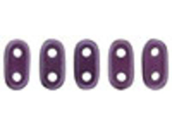 CzechMates Glass 3 x 6mm 2-Hole Pearl Coat Purple Velvet Bar Bead 2.5-Inch Tube