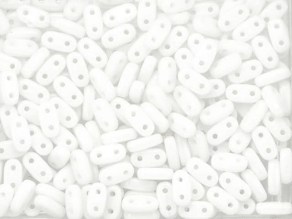 CzechMates Glass 3 x 6mm 2-Hole Opaque White Bar Bead 2.5-Inch Tube