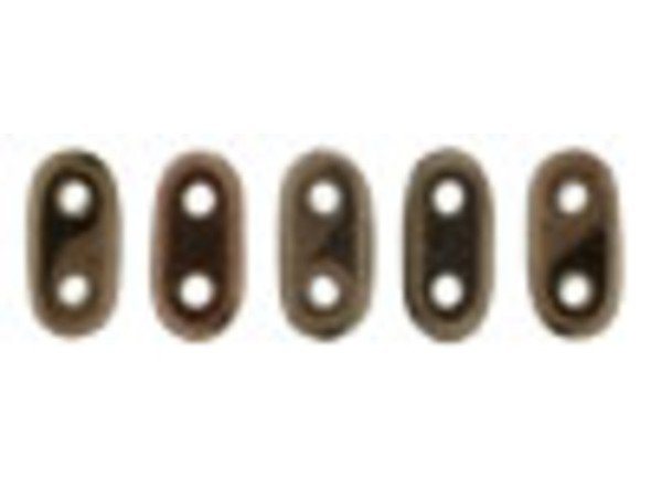 CzechMates Glass, 2-Hole Bar Beads 6x2mm, Dark Bronze