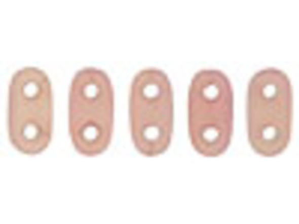 CzechMates Glass 3 x 6mm 2-Hole Matte Milky Pink Bar Bead 2.5-Inch Tube