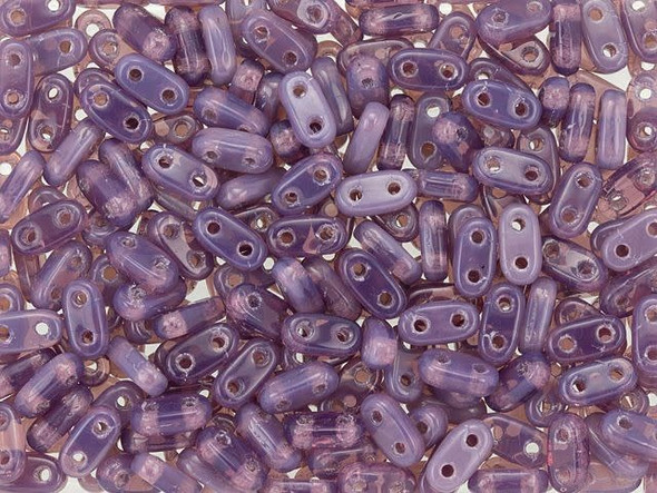 CzechMates Glass 3 x 6mm 2-Hole Milky Amethyst Bar Bead 2.5-Inch Tube