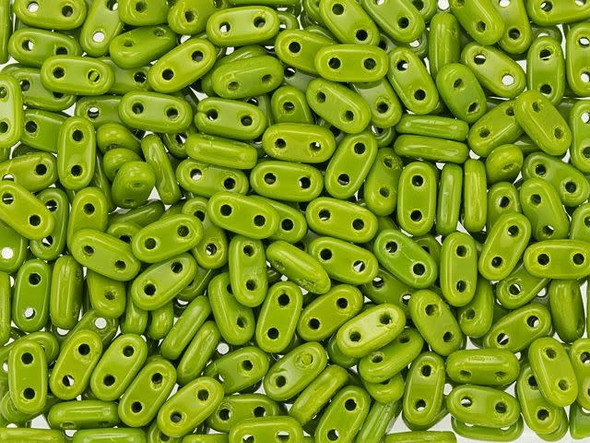 CzechMates Glass 3 x 6mm 2-Hole Opaque Olive Bar Bead 2.5-Inch Tube