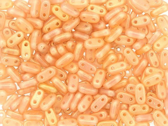CzechMates Glass 3 x 6mm 2-Hole Sueded Gold Milky Pink Bar Bead 2.5-Inch Tube