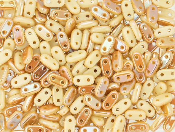 CzechMates Glass 3 x 6mm 2-Hole Antique Beige Celsian Bar Bead 2.5-Inch Tube