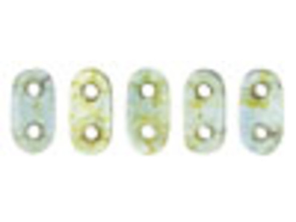 CzechMates Glass, 2-Hole Bar Beads 6x2mm, Transparent Green Luster