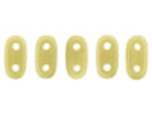 CzechMates Glass 3 x 6mm 2-Hole Sueded Gold Opaque Lt Beige Bar Bead 2.5-Inch Tube