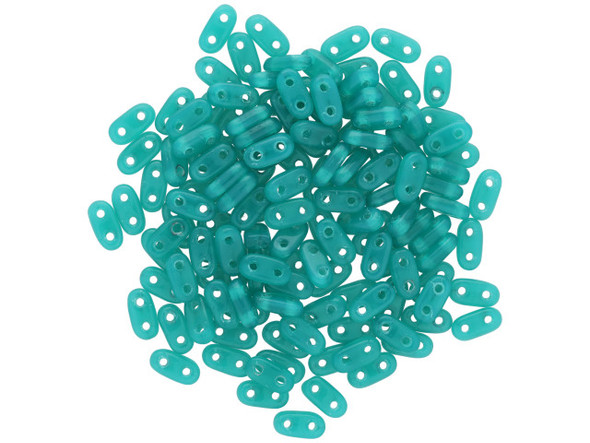 CzechMates Glass 3 x 6mm 2-Hole Atlantis Green Bar Bead 2.5-Inch Tube