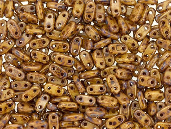 CzechMates Glass 3 x 6mm 2-Hole Picasso French Beige Bar Bead 2.5-Inch Tube